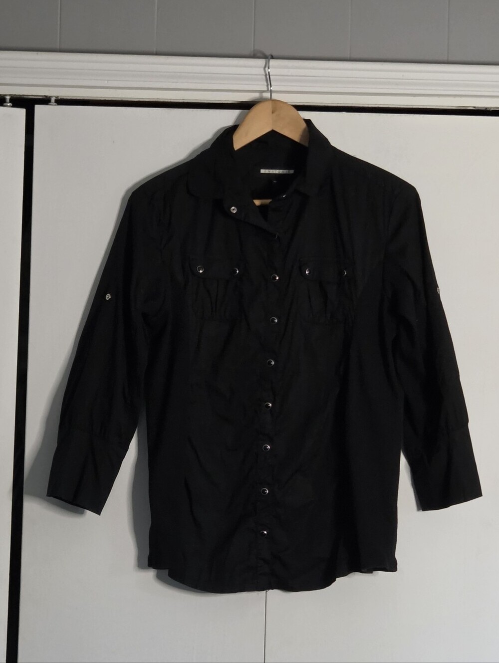 Anatomie Men's Black Long-Sleeve Casual Button-Down Shirt
